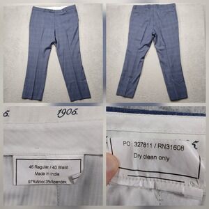 Joseph A. Bank 1905 Men's Wool Blend Dress Pants‎ 40W Blue Plaid Flat Front